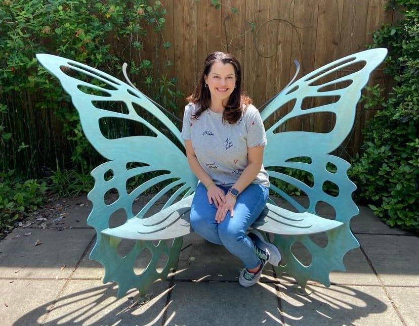 Lisa Wharton picture on butterfly bench